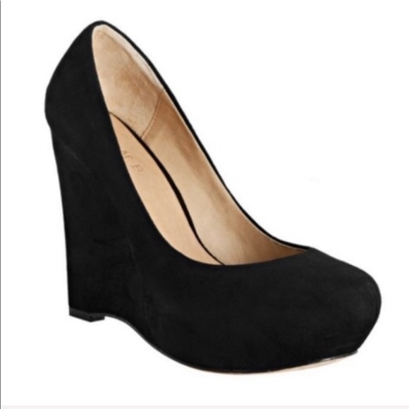 L.A.M.B. Black suede platform wedges - Picture 7 of 8